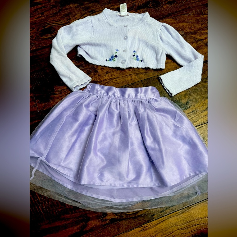 janie and jack ballerina tutu skirt 3t and cropped cardigan 2t